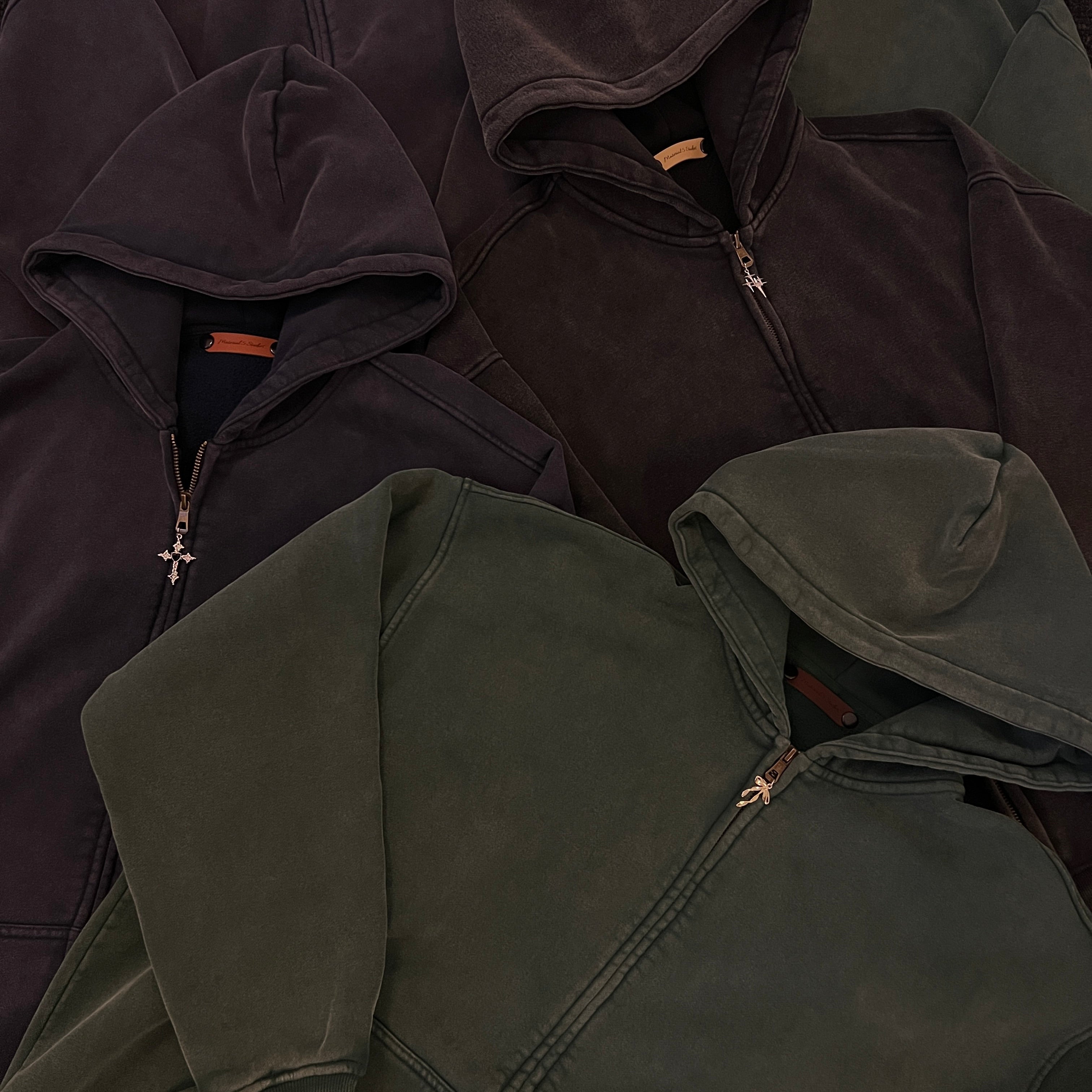 Oversized Double Zip Forest Green Hoodie