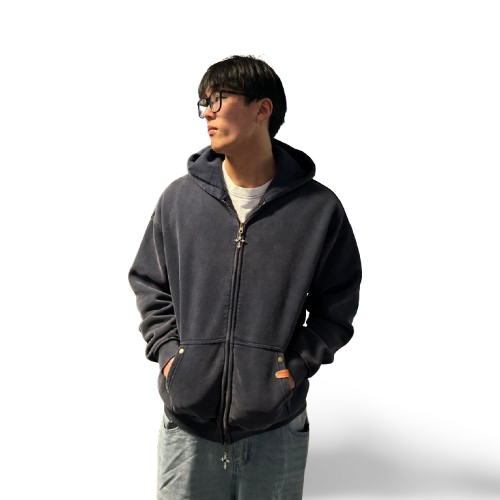 Oversized Double Zip Midnight Blue Hoodie