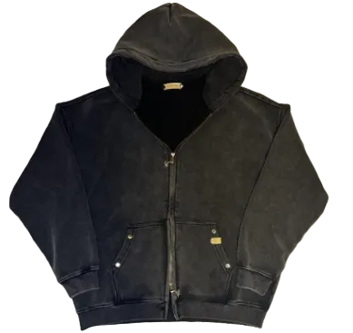 Oversized Double Zip Starlight Black Hoodie