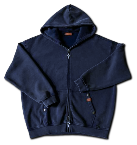 Oversized Double Zip Midnight Blue Hoodie